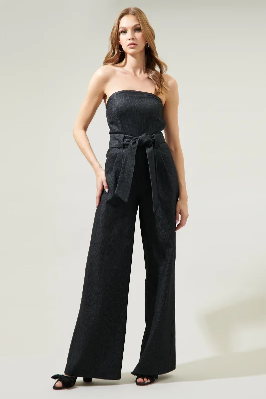 Maverick Denim Tube Top Wide Leg Jumpsuit